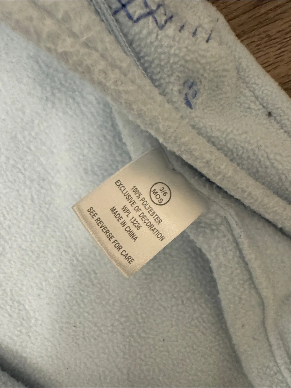 Cozy Light Blue Hooded Baby One-Piece with Bear Embroidery